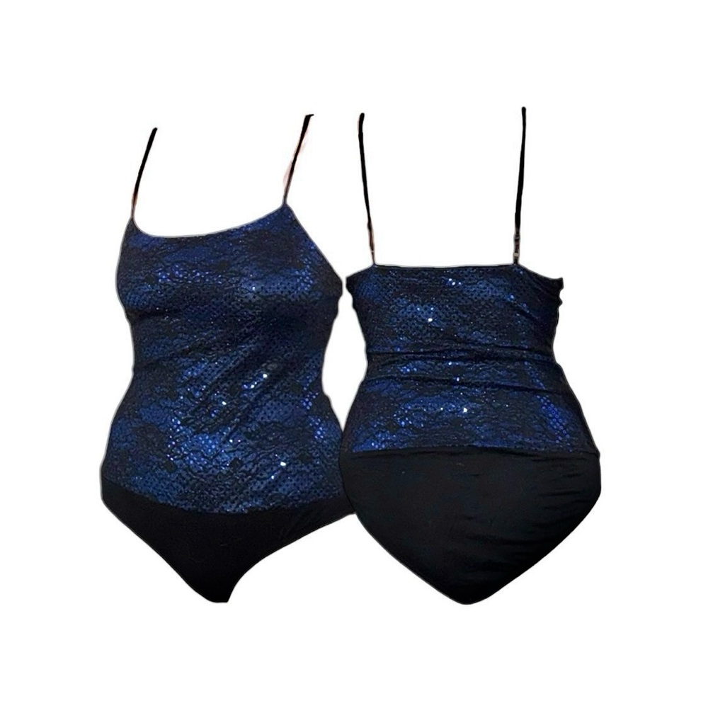 Blue Sequin Tank Bodysuit